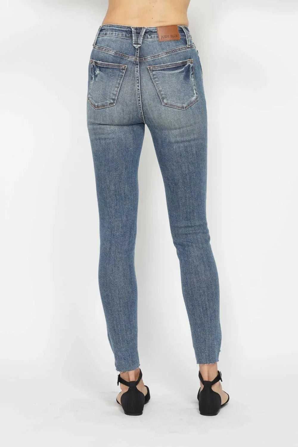 Judy Blue Full Size Tummy Control Vintage Wash Hem Destroy Skinny Jeans 100100882311542 64 Affordable Fashion Under $100 Jerry's Apparel 