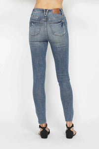 Judy Blue Full Size Tummy Control Vintage Wash Hem Destroy Skinny Jeans 100100882311542 64 Affordable Fashion Under $100 Jerry's Apparel 