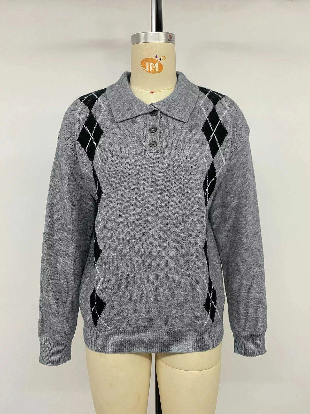 Argyle Patterned Polo Collar Sweater 100100781259890 43 Affordable Fashion Under $100 Jerry's Apparel 