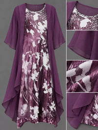 Full Size Floral Print Midi Dress and Chiffon Cardigan Set Plus Size 101001950650233 50 Affordable Fashion Under $100 Jerry's Apparel 