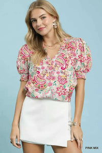 Umgee Mix Paisley Floral Button Down Shirt 100100245751528 49 Gifts for Her Jerry's Apparel 