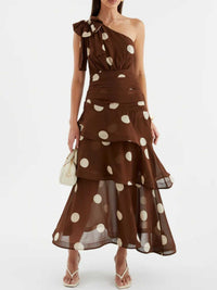 Polka Dot One-Shoulder Ruffle Dress 100100403782395 65 Affordable Fashion Under $100 Jerry's Apparel 