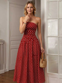 Polka Dot Strapless Maxi Dress 100100244144250 39 Affordable Fashion Under $100 Jerry's Apparel 