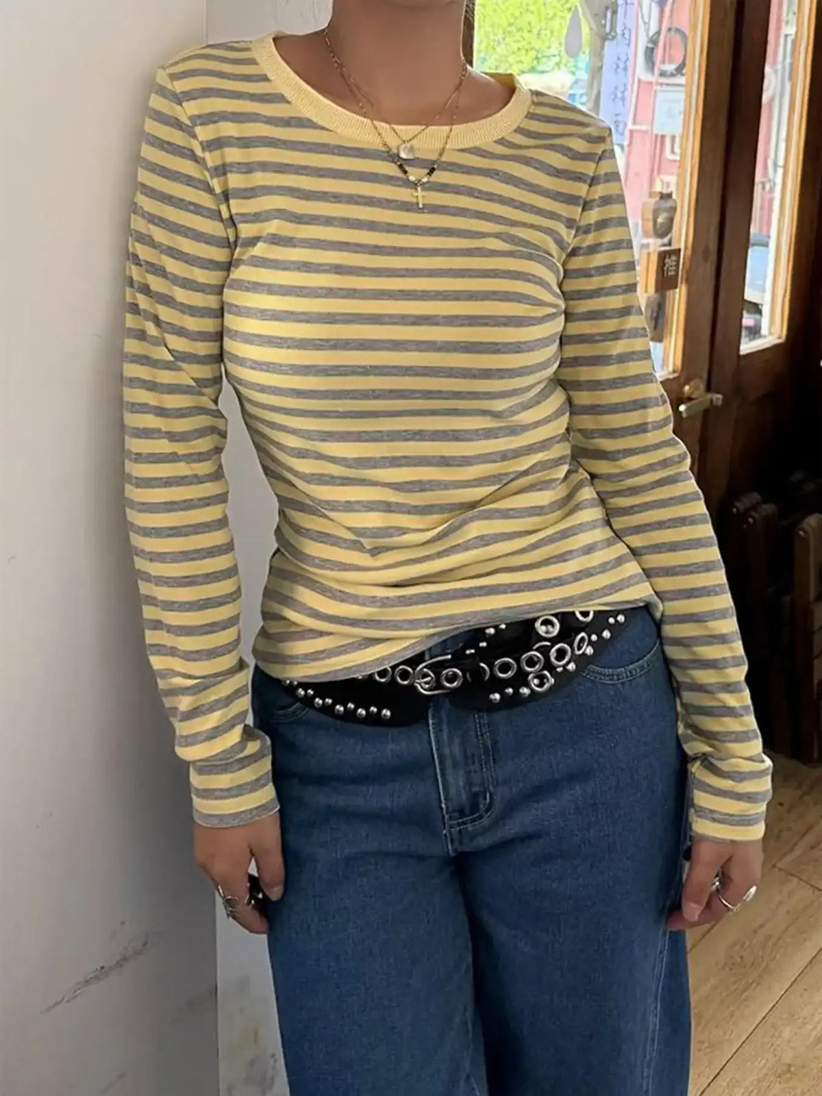 Slim-Fit Striped Long Sleeve T-Shirt 101001678504439 31 Affordable Fashion Under $100 Jerry's Apparel 