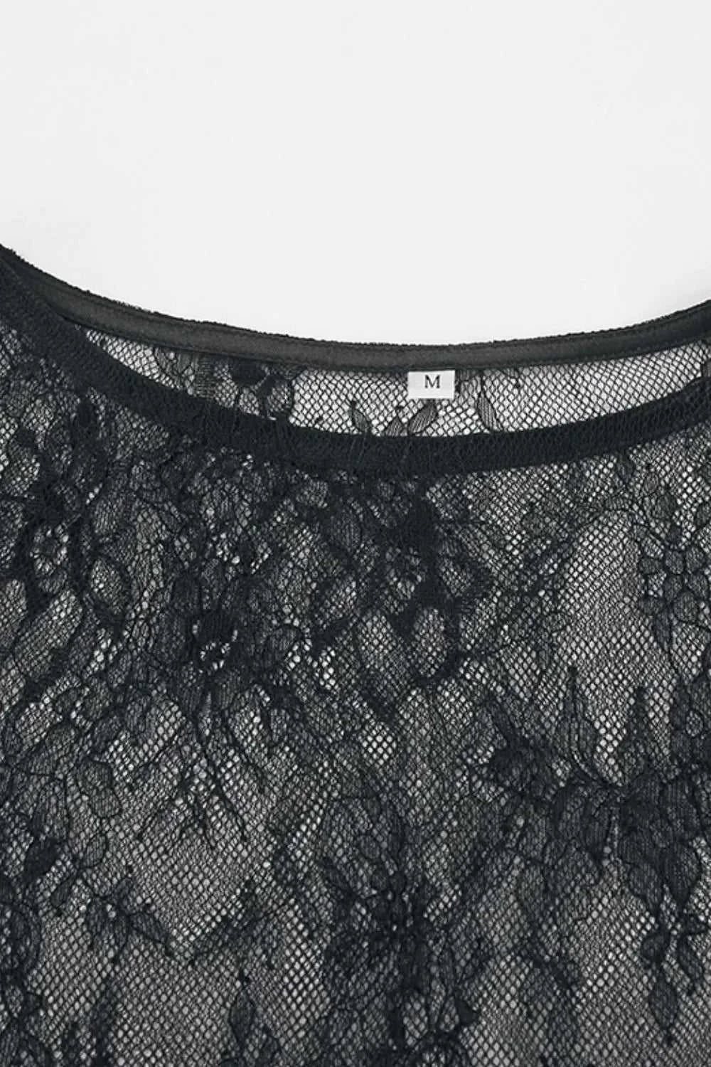 Fringe Round Neck Long Sleeve Lace Sheer Top 100100224601038 26 Affordable Fashion Under $100 Jerry's Apparel 