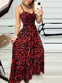 Full Size Leopard Print Spaghetti Strap Maxi Dress Plus Size
