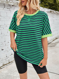 Lovelet Striped Round Neck Half Sleeve T-Shirt