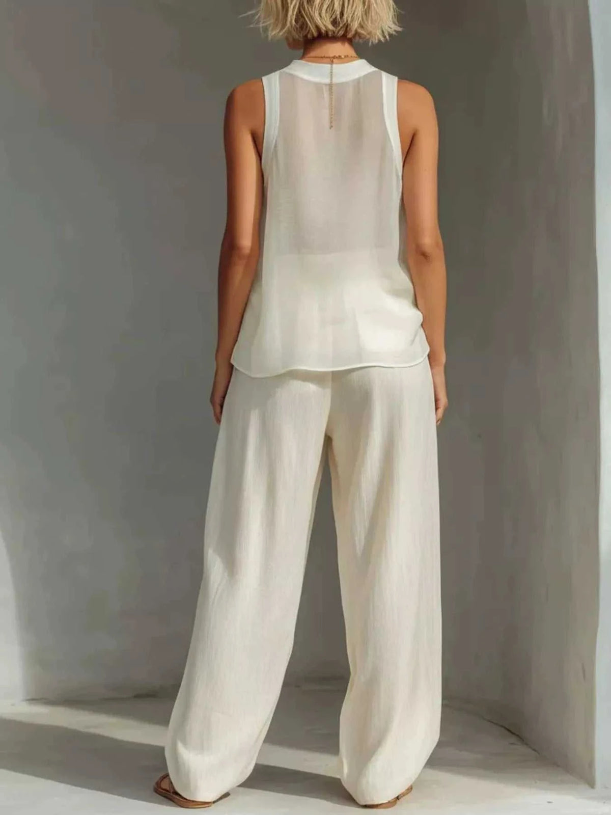 Full Size Sheer Sleeveless Top and Wide-Leg Pants Set Plus Size 101001098258416 52 Affordable Fashion Under $100 Jerry's Apparel 