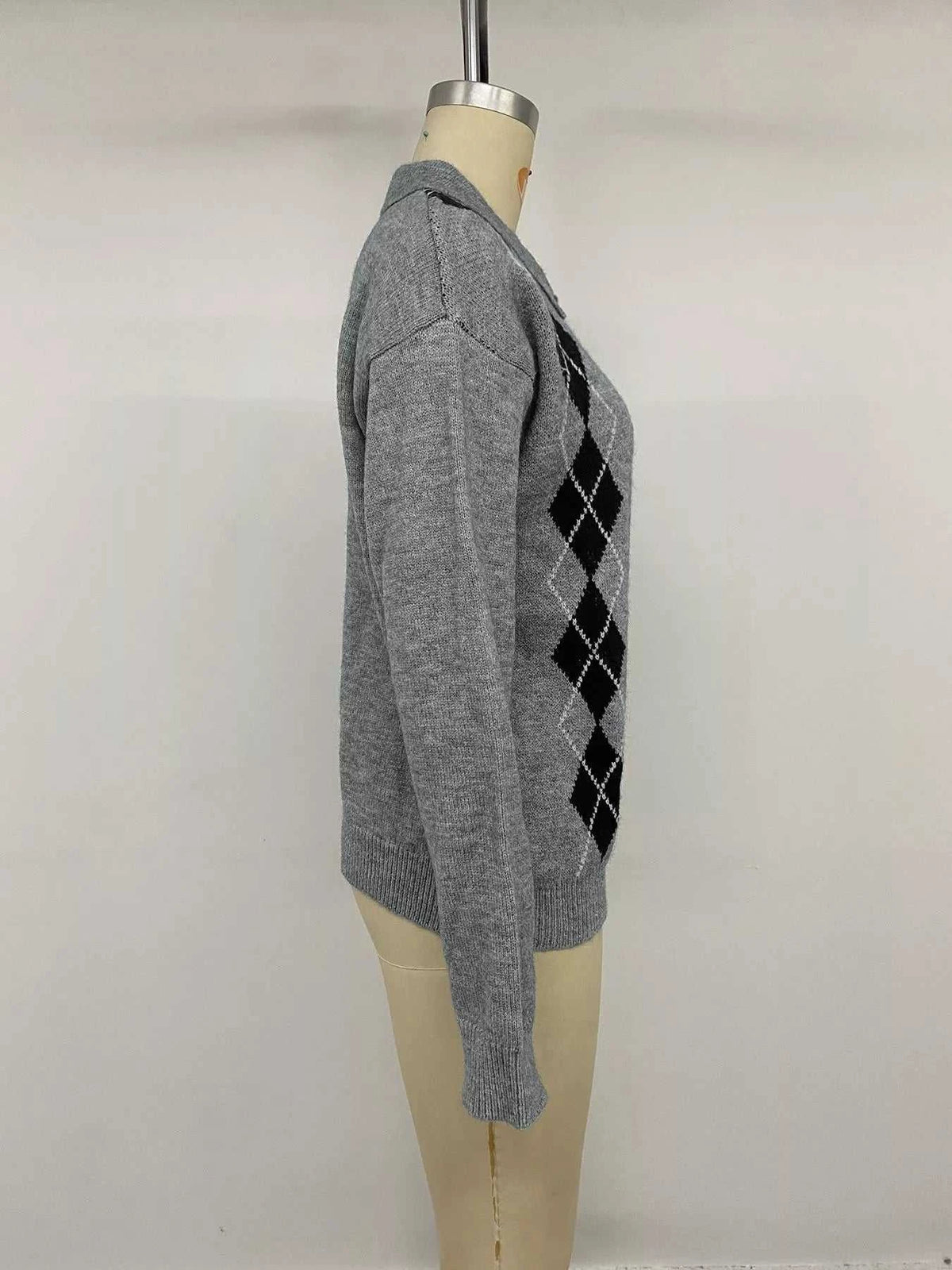 Argyle Patterned Polo Collar Sweater 100100781259890 43 Affordable Fashion Under $100 Jerry's Apparel 