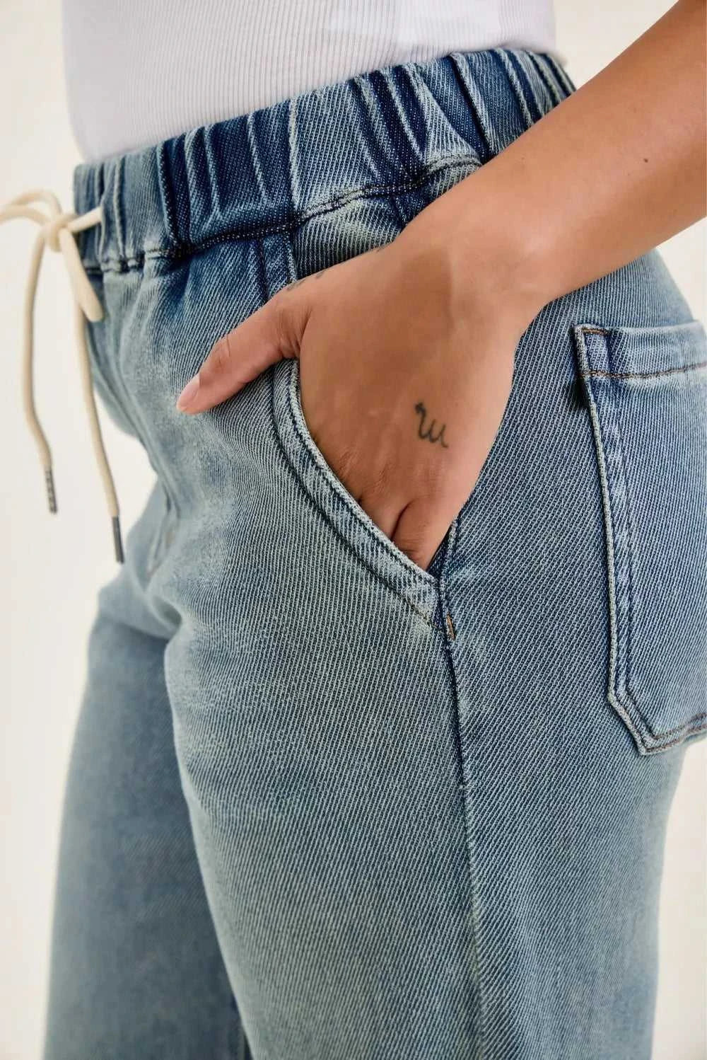 Judy Blue Hight Waist Wilhelmina Baggy Jeans with Md Aged Stone Blue Wash 100100535791651 75 Affordable Fashion Under $100 Jerry's Apparel 
