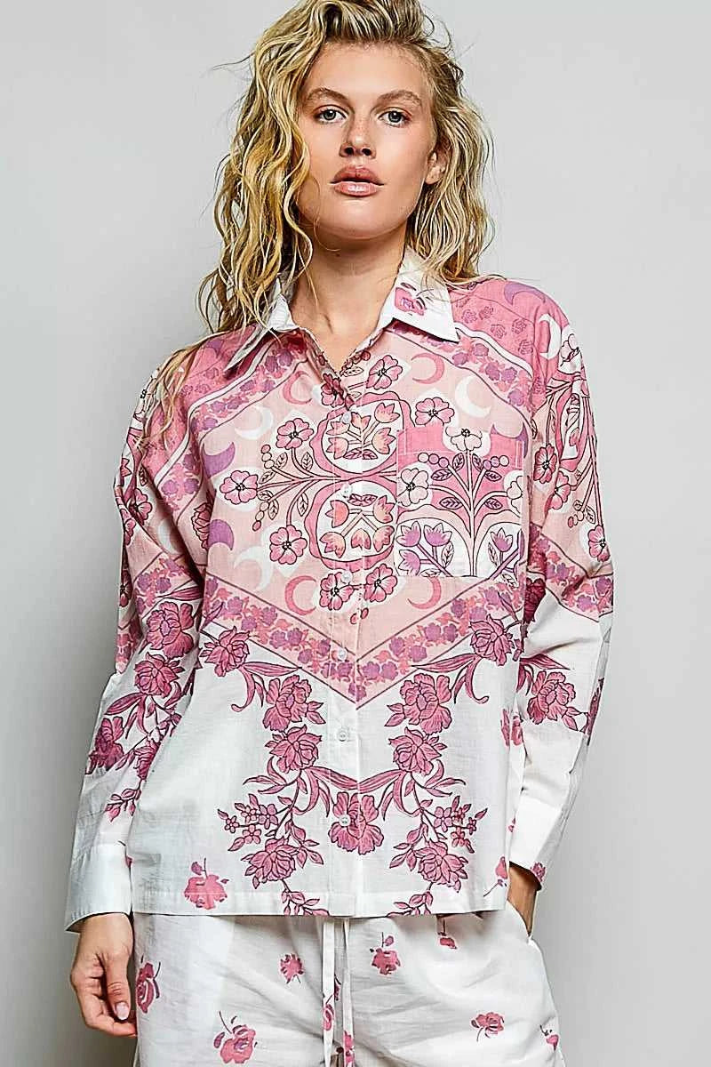 POL Printed Floral Button Down Shirt 100100985961993 64 Affordable Fashion Under $100 Jerry's Apparel 