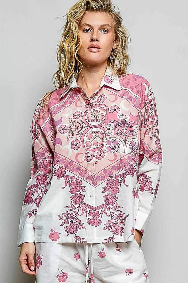 POL Printed Floral Button Down Shirt 100100985961993 64 Affordable Fashion Under $100 Jerry's Apparel 