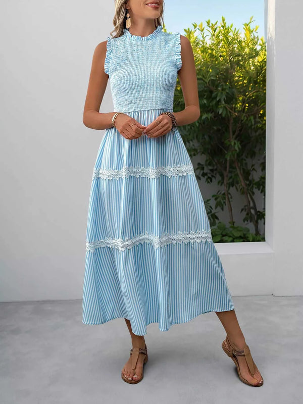 Striped Smocked Sleeveless Tiered Midi Dress 100100055203961 49 Affordable Fashion Under $100 Jerry's Apparel 