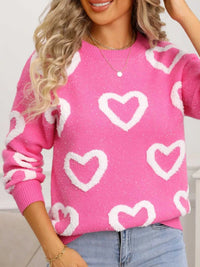 Valentine's Day Heart Pattern Round Neck Sweater 100100472947296 49 Affordable Fashion Under $100 Jerry's Apparel 