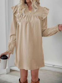 Ruffled Notched Flounce Sleeve Dress 100100408732594 42 Affordable Fashion Under $100 Jerry's Apparel 