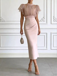 Sheer Ruffle Sleeve Midi Dress 101001999021441 64 Gifts for Her Jerry's Apparel 