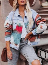 Geometric Print Denim Jacket 100100741713298 68 Affordable Fashion Under $100 Jerry's Apparel 