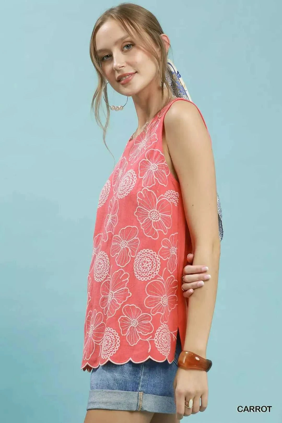 Umgee Floral Embroidered Sleeveless Top 100100699801175 60 Affordable Fashion Under $100 Jerry's Apparel 