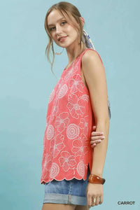 Umgee Floral Embroidered Sleeveless Top 100100699801175 60 Affordable Fashion Under $100 Jerry's Apparel 