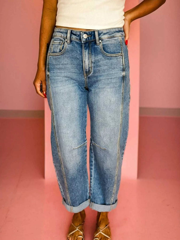 Vintage Washed Seam Detail Shift Jeans 100100563839679 76 Affordable Fashion Under $100 Jerry's Apparel 