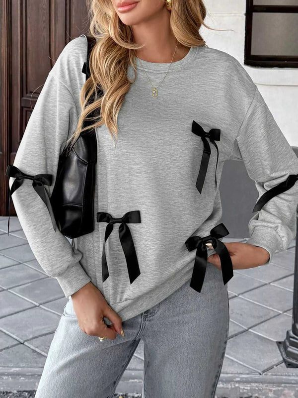 Bow Detail Round Neck Sweatshirt 100100498447655 33 Affordable Fashion Under $100 Jerry's Apparel 