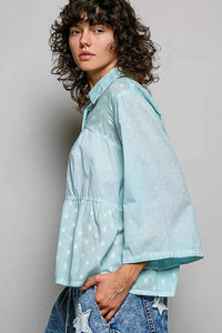 POL Tonal Dot Weave Textured Button Front Shirt 100100853431748 50 Affordable Fashion Under $100 Jerry's Apparel 