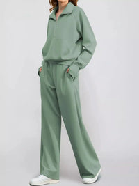Half-Zip Sweatshirt and Wide-Leg Pants Set 101001840100593 40 Gifts for Her Jerry's Apparel 