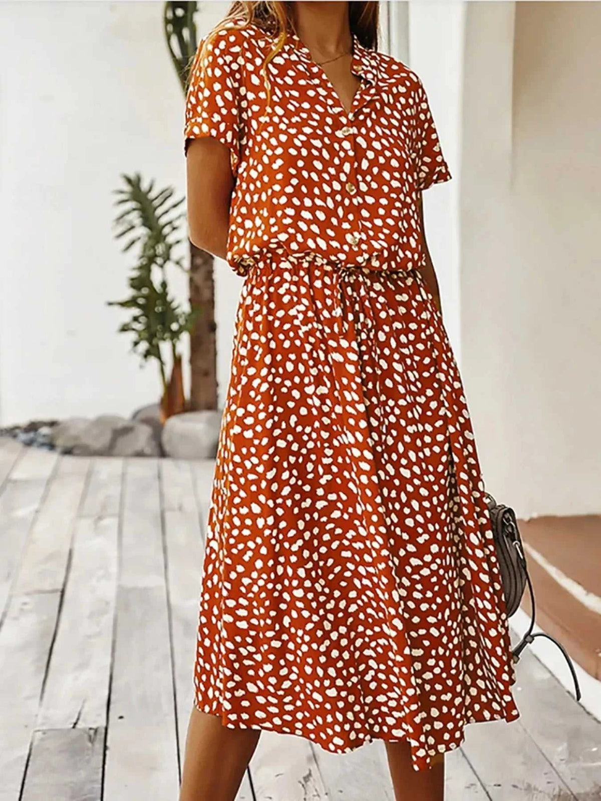 Polka Dot Button Front Midi Dress 100100206515969 29 Gifts for Her Jerry's Apparel 