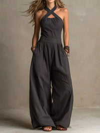 Full Size Halter Neck Wide-Leg Jumpsuit Plus Size 101001857800379 54 Affordable Fashion Under $100 Jerry's Apparel 
