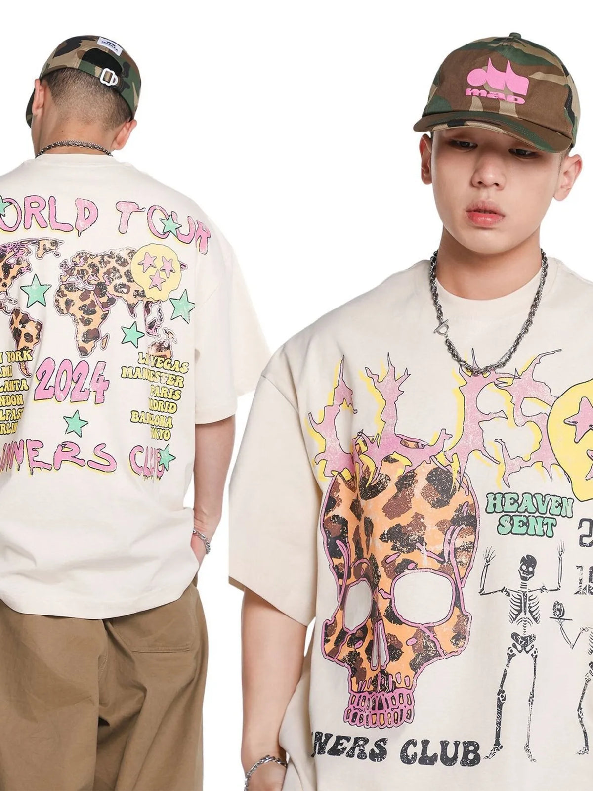 Men's Skull Graphic Short Sleeve Oversized T-Shirt