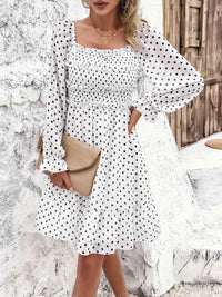 Devine Smocked Polka Dot Long Sleeve Dress 100100845229368 44 Affordable Fashion Under $100 Jerry's Apparel 