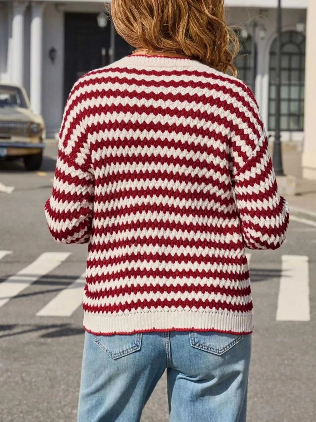 Striped Zigzag Knit Round Neck Sweater 100100461154218 44 Affordable Fashion Under $100 Jerry's Apparel 