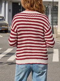 Striped Zigzag Knit Round Neck Sweater 100100461154218 44 Affordable Fashion Under $100 Jerry's Apparel 