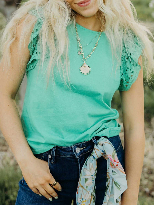 Eyelet Lace Ruffled Cap Sleeve Top 100100198342776 31 Affordable Fashion Under $100 Jerry's Apparel 