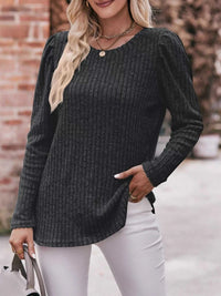 Ribbed Knit Puff Sleeve T-Shirt 100100962471478 28 Affordable Fashion Under $100 Jerry's Apparel 
