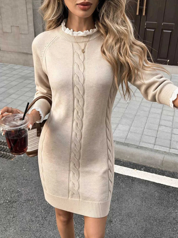Cable Knit Raglan Sleeve Sweater Dress 101002957820615 62 Affordable Fashion Under $100 Jerry's Apparel 