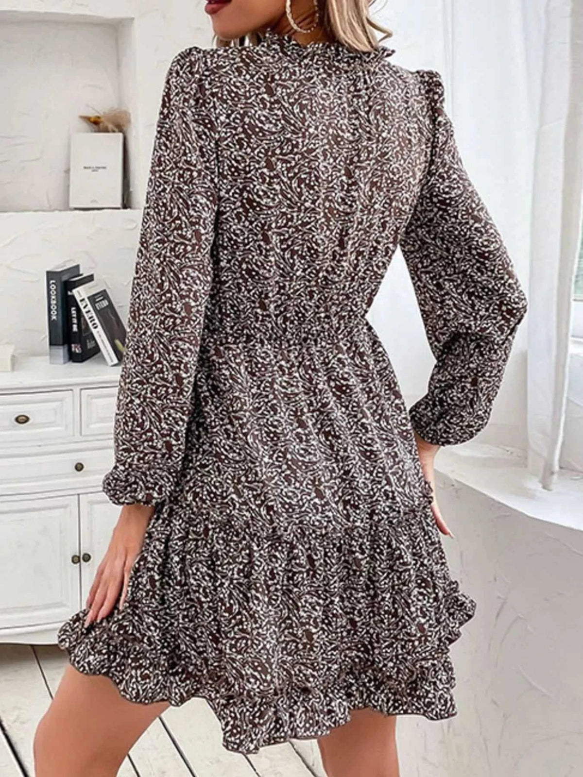 Ruffle Hem Tie Neck Mini Dress 100100547411895 44 Affordable Fashion Under $100 Jerry's Apparel 