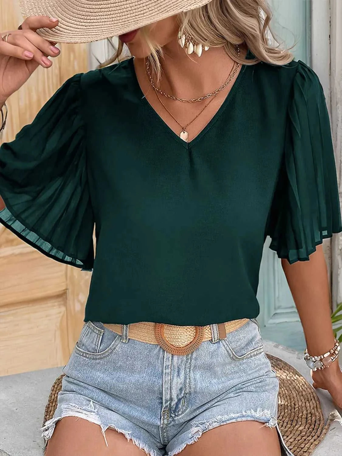 V-Neck Half Sleeve Blouse 100100062921565 30 Affordable Fashion Under $100 Jerry's Apparel 
