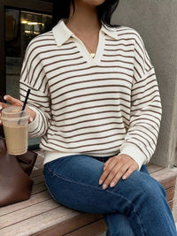 Striped Polo Collar Knit Sweatshirt 101002180525543 32 Affordable Fashion Under $100 Jerry's Apparel 