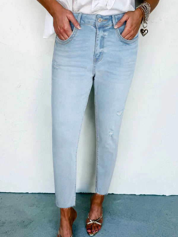 Mid Rise Ankle-Length Distressed Skinny Jeans 100100121650550 63 Affordable Fashion Under $100 Jerry's Apparel 