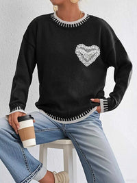 Lace Heart Contrast Trim Sweater 101002229770019 36 Affordable Fashion Under $100 Jerry's Apparel 
