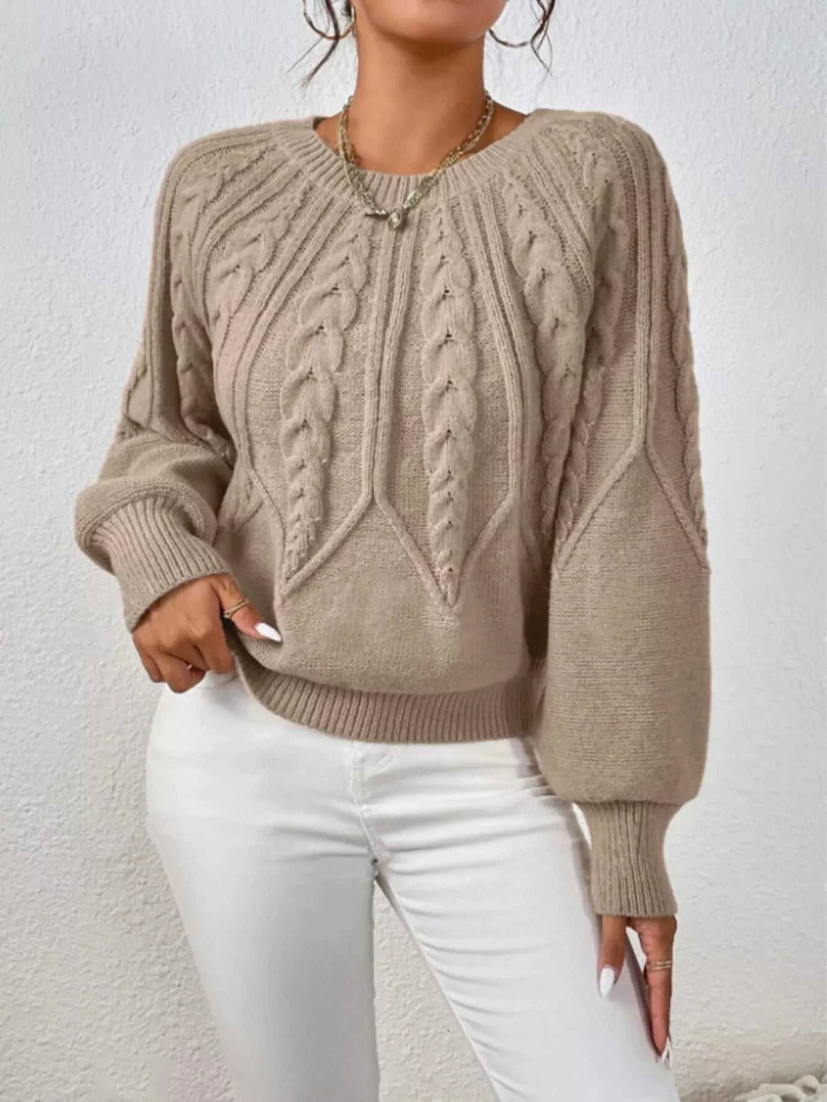 Cable Knit Long Sleeve Sweater 100100200217752 36 Affordable Fashion Under $100 Jerry's Apparel 