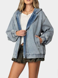 Hooded Oversized Zip Up Denim Jacket 100100161894266 77 Affordable Fashion Under $100 Jerry's Apparel 
