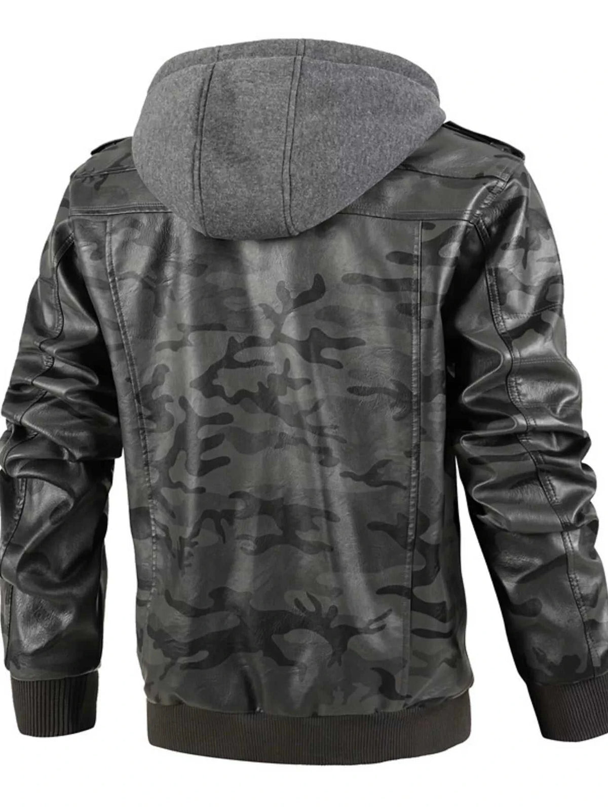 Men's Full Size Camouflage Hooded Faux Leather Jacket Plus Size 100400296121509 96 Affordable Fashion Under $100 Jerry's Apparel 