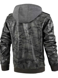 Men's Full Size Camouflage Hooded Faux Leather Jacket Plus Size 100400296121509 96 Affordable Fashion Under $100 Jerry's Apparel 