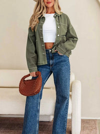 Patched Pocket Collared Button Front Boyfriend Denim Jacket 100100355837828 73 Affordable Fashion Under $100 Jerry's Apparel 