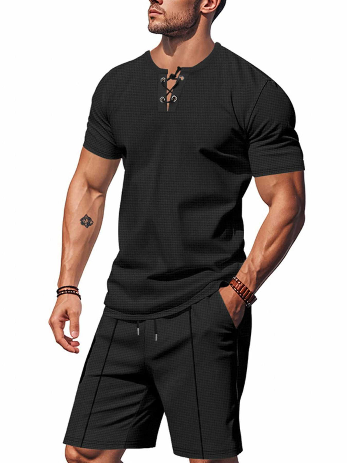 Men's Full Size Casual Short Sleeve Top & Shorts Set Plus Size 100400527346146 34 Affordable Fashion Under $100 Jerry's Apparel 