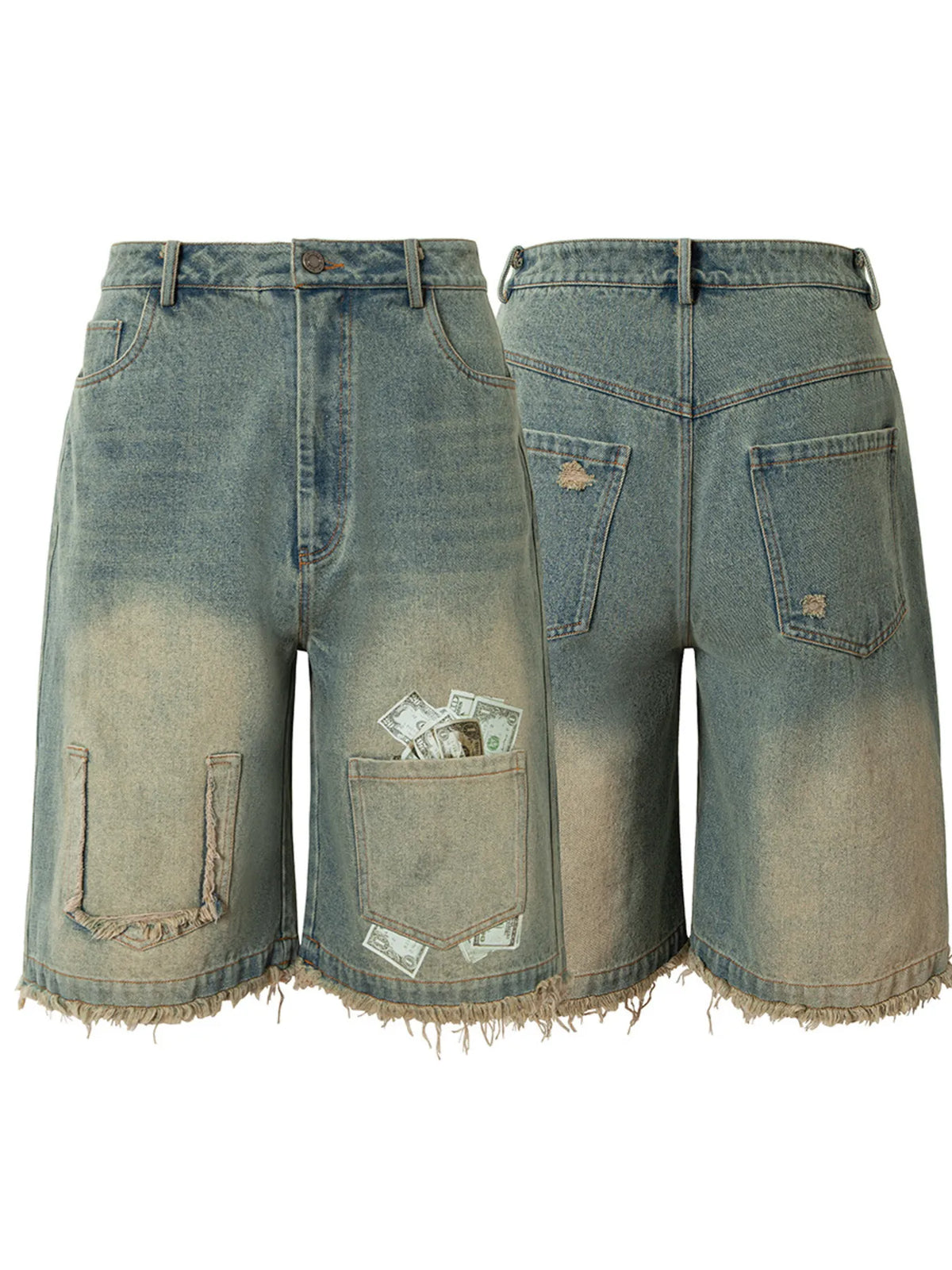 Men's Frayed Hem Denim Shorts