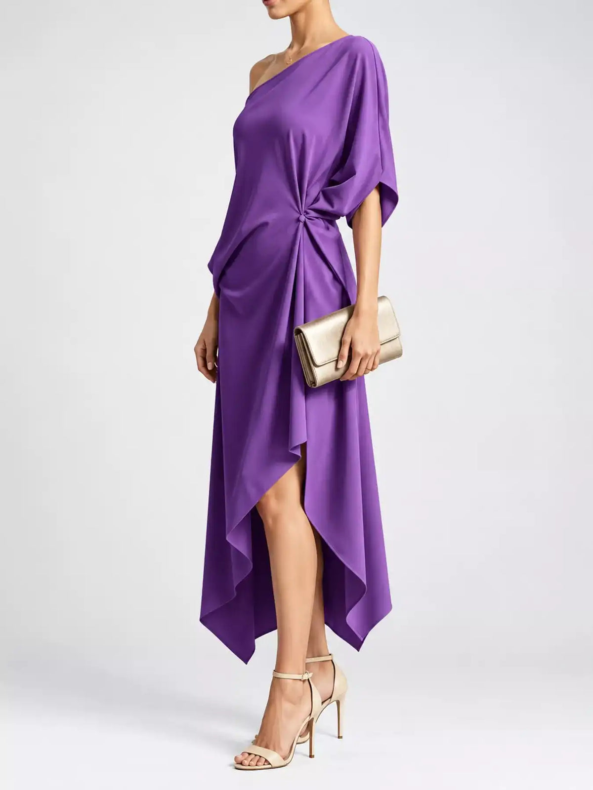 Full Size One-Shoulder Asymmetric Hem Midi Dress Plus Size 101001732260581 53 Gifts for Her Jerry's Apparel 