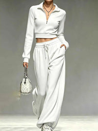 Full Size Half Zip Cropped Top and Pants Set Plus Size 101001454069686 52 Affordable Fashion Under $100 Jerry's Apparel 